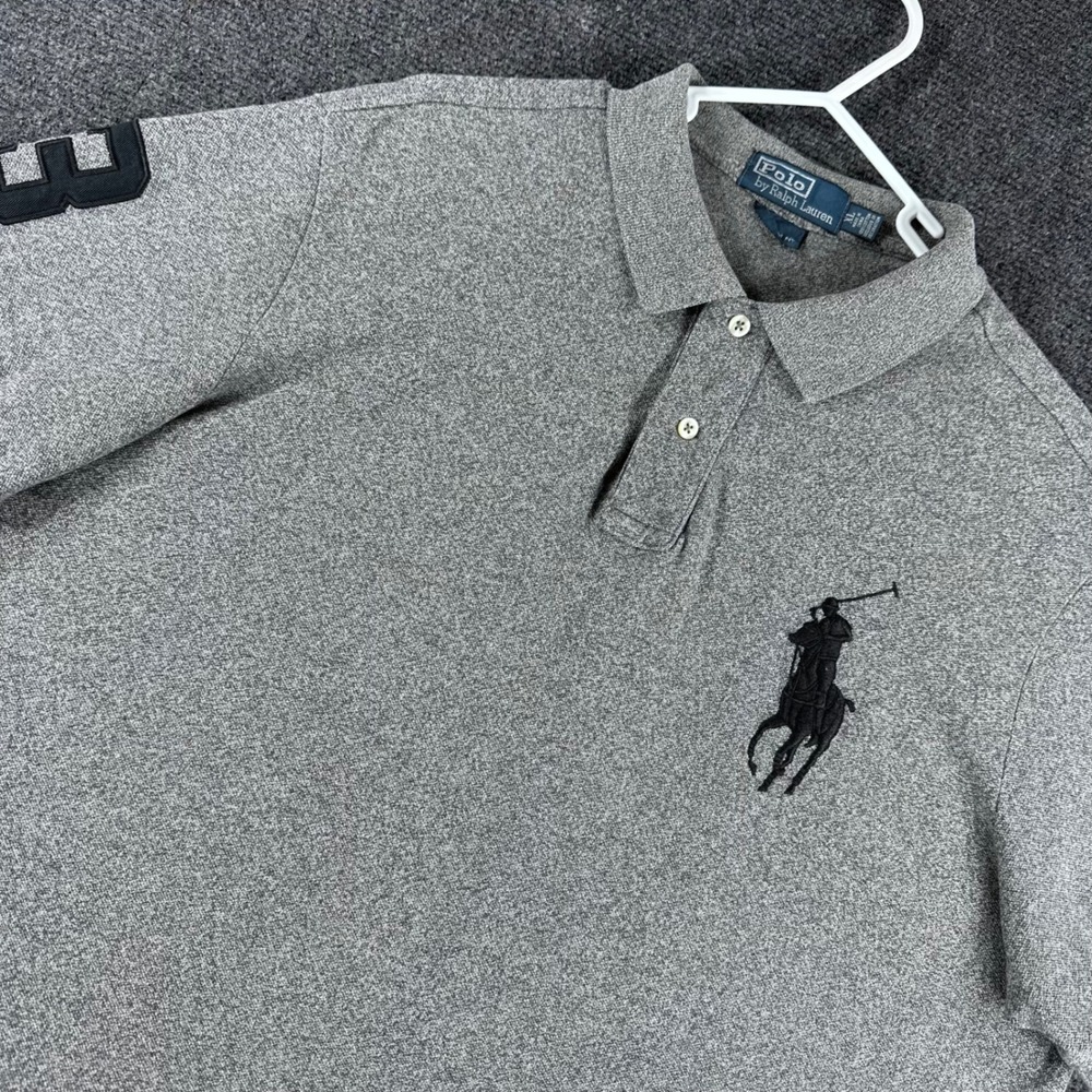 Polo Ralph Lauren Polo Shirt Mens XL Grey Big Pony Custom Fit Short Sleeve
